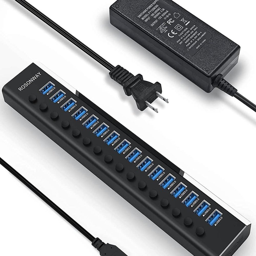 New Powered USB Hub Rosonway 16 Ports 100W USB 3.0